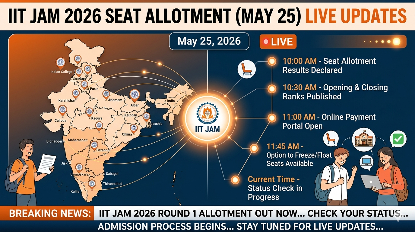 IIT JAM 2026 Seat Allotment (May 25) Live Updates