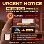 VITEEE 2026 Phase II Advance Fee Payment Window Closes Tomorrow; Check Important Details