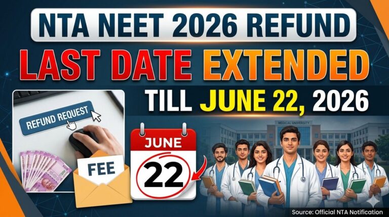 NTA NEET 2026 Refund Last Date Extended Till June 22