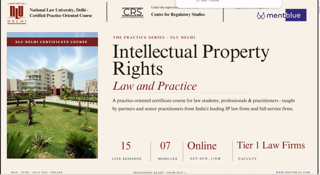 Certificate Course on IPR Law & Practice
