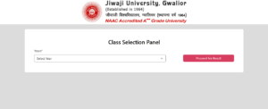Jiwaji University Result Year Selection Page