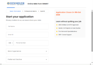 SRM Online MBA Registration Form