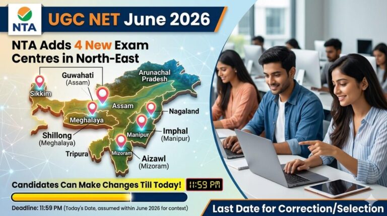 UGC NET June 2026: NTA Adds 4 New Exam Centres in North-East, Candidates Can Make Changes Till Today