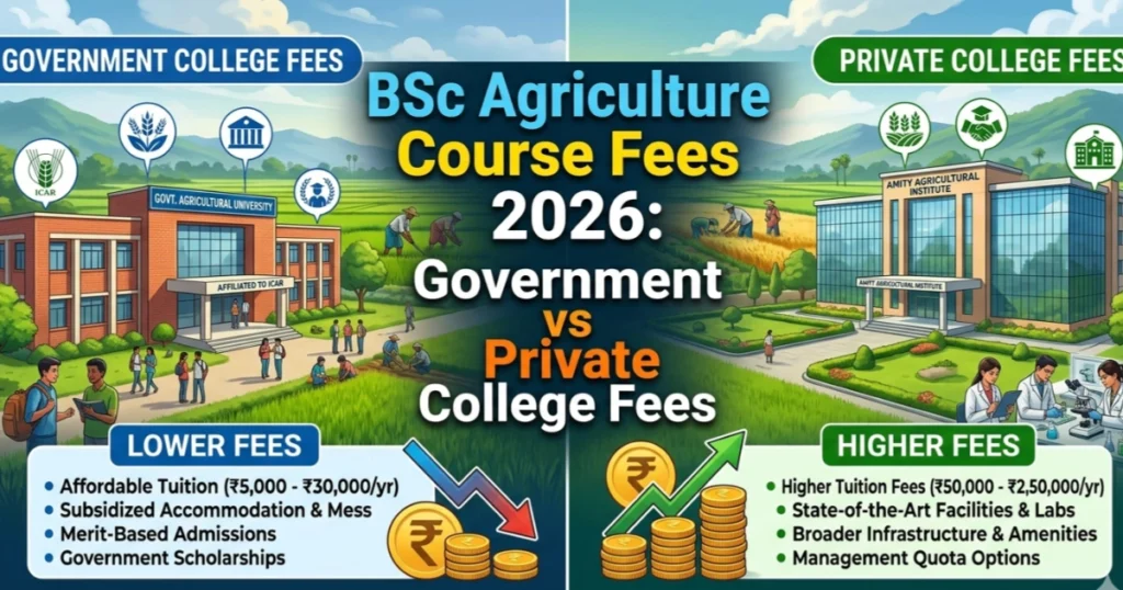 BSc Agriculture Course Fees 2026: Government vs Private College Fees