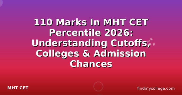 110 Marks In MHT CET Percentile 2026: Understanding Cutoffs, Colleges & Admission Chances