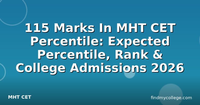 115 Marks In MHT CET Percentile: Expected Percentile, Rank & College Admissions 2026