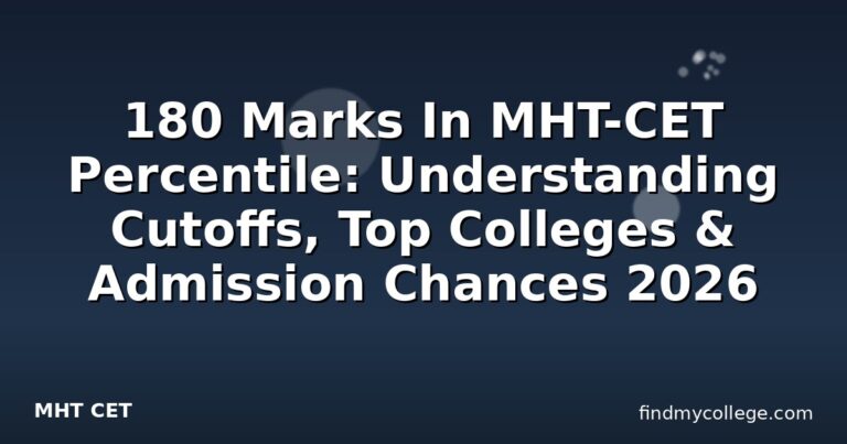 180 Marks In MHT-CET Percentile: Understanding Cutoffs, Top Colleges & Admission Chances 2026