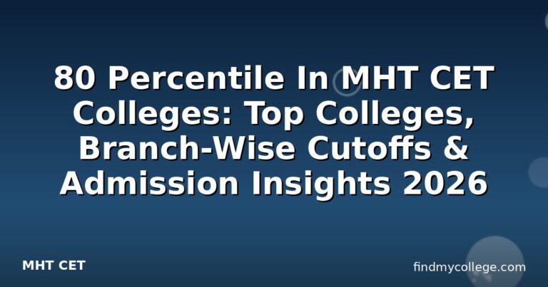 80 Percentile In MHT CET Colleges: Top Colleges, Branch-Wise Cutoffs & Admission Insights 2026