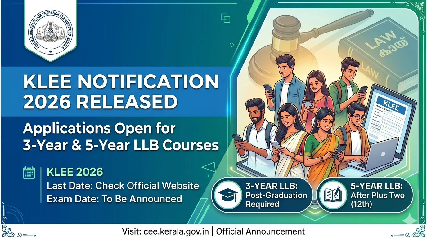 CEE Kerala Releases KLEE Notification 2026 for 3-Year & 5-Year LLB