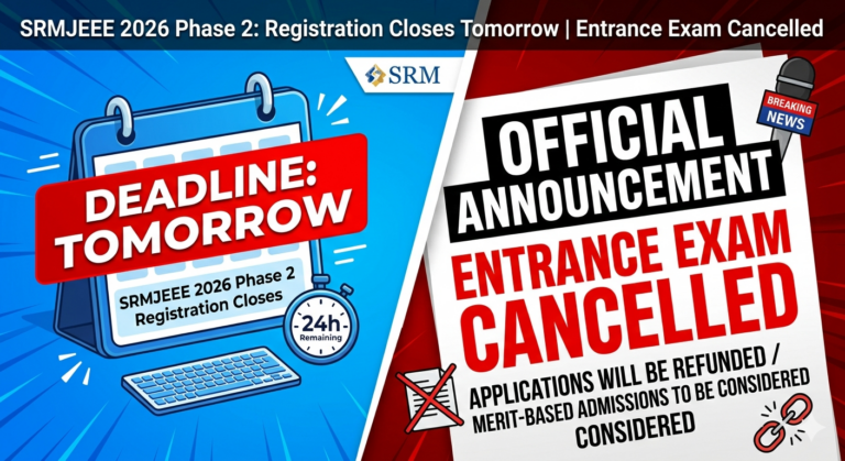 SRMJEEE 2026 Phase 2 Registration Closes Tomorrow