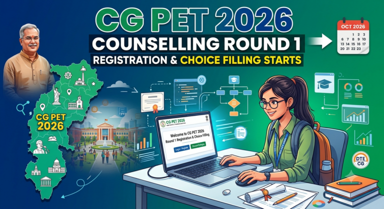 CG PET 2026 Counselling Round 1 Registration & Choice Filling Starts