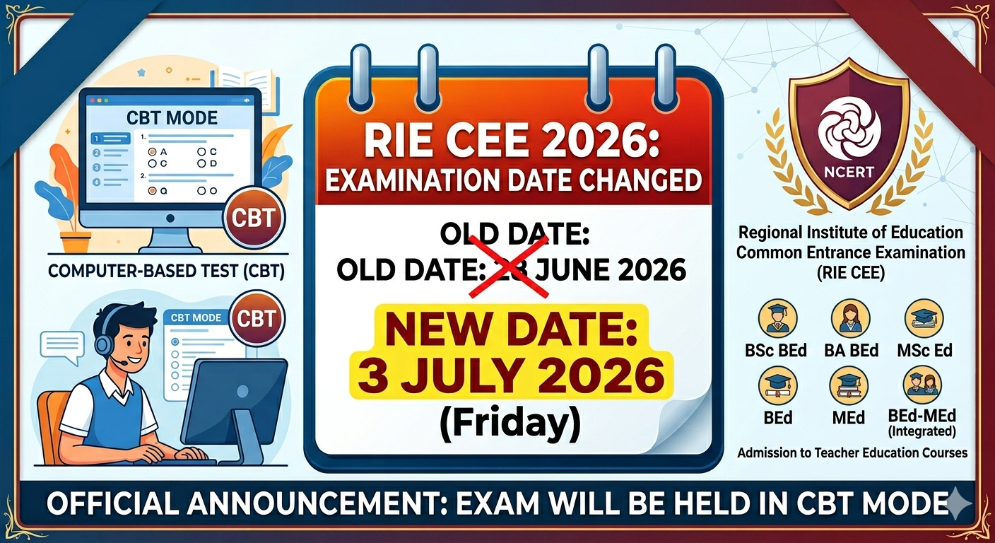 RIE CEE 2026 Exam Date Changed: