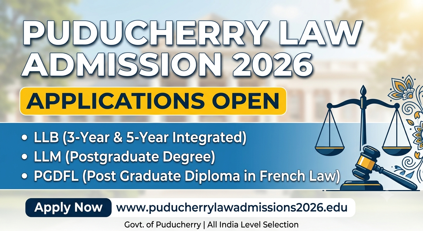 Puducherry Law Admission 2026: Applications Open for LLB, LLM and PGDFL Courses