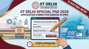 IIT Delhi Special PhD 2026 Application Correction Starts; Know Details Here