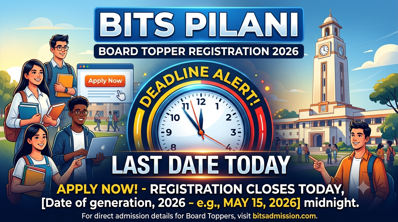 BITS Pilani Board Topper Registration 2026 Last Date Today