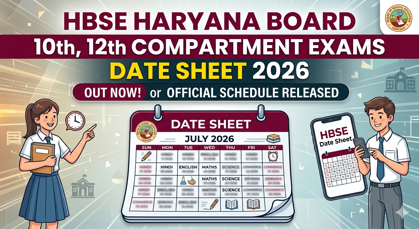 HBSE 10th, 12th Compartment Date Sheet 2026 OUT