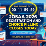 JoSAA 2026 Registration and Choice Filling Closes Today; First Seat Allotment on June 13