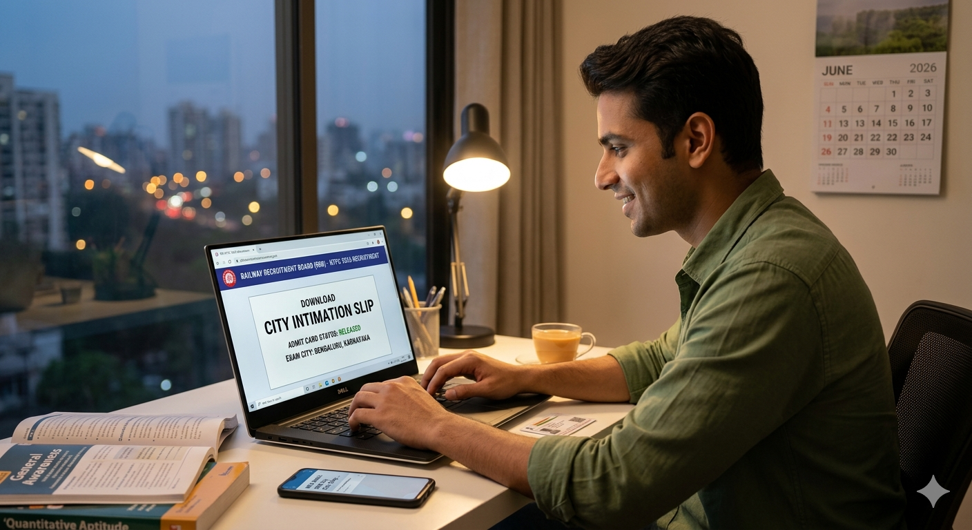 RRB Releasing NTPC 2026 City Intimation Slip