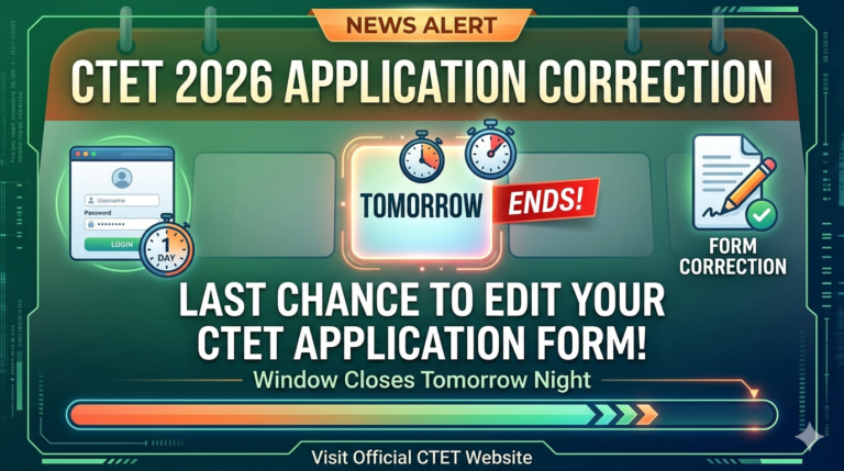 CTET Application Correction Facility 2026 to End Tomorrow