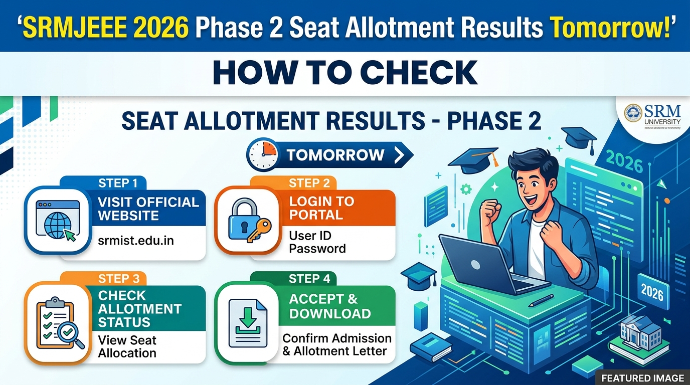 SRMJEEE 2026 Phase 2 Seat Allotment Results Tomorrow; Know How to Check