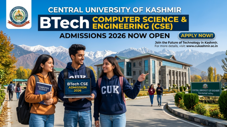 Central University of Kashmir Starts BTech CSE Admission 2026