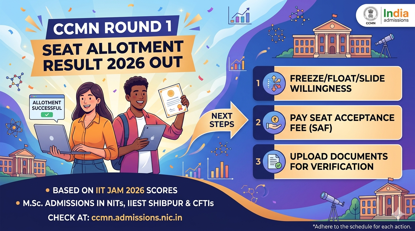 CCMN Round 1 Seat Allotment Result 2026 Out;