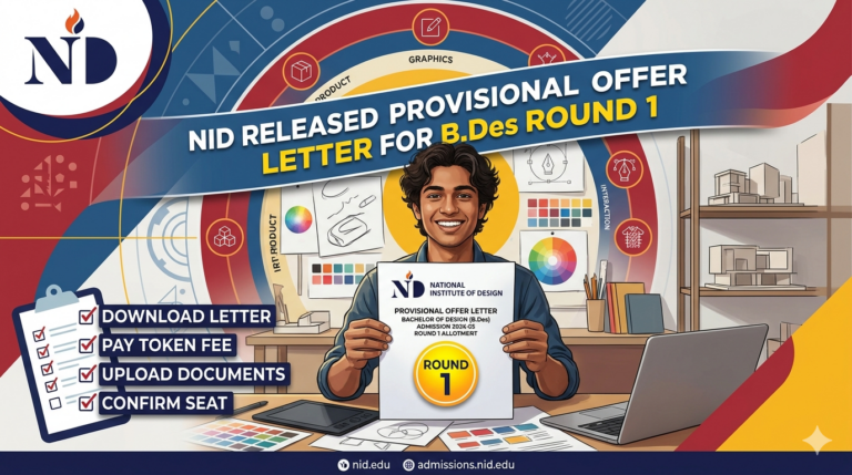 NID Released Provisional Offer Letter for B.Des Round 1