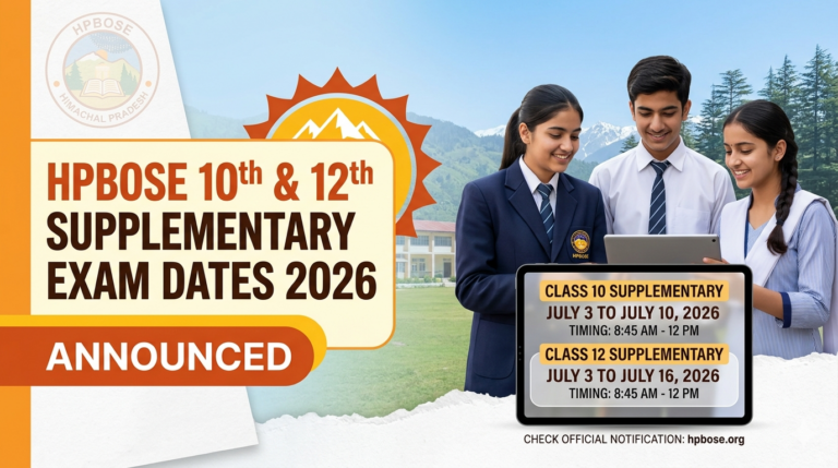 HPBOSE 10th, 12th Supplementary Exam Dates 2026 Announced