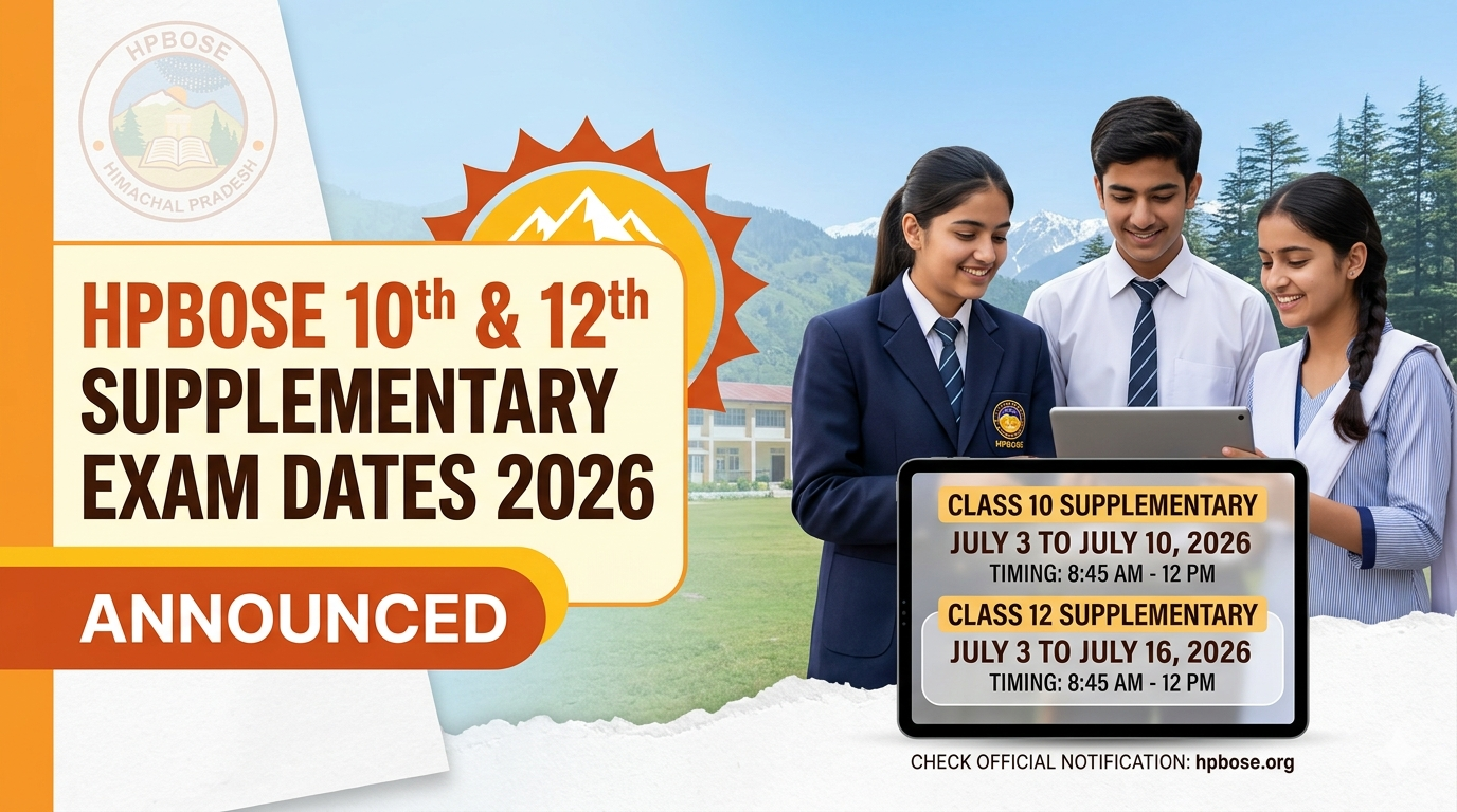 HPBOSE 10th, 12th Supplementary Exam Dates 2026 Announced
