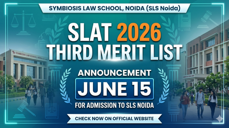 SLAT 2026 Third Merit List for SLS Noida on June 15