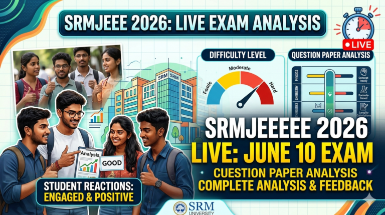SRMJEEE 2026 June 10 Exam Live: Question Paper Analysis, Difficulty Level, Students Reactions, Expected Cutoff