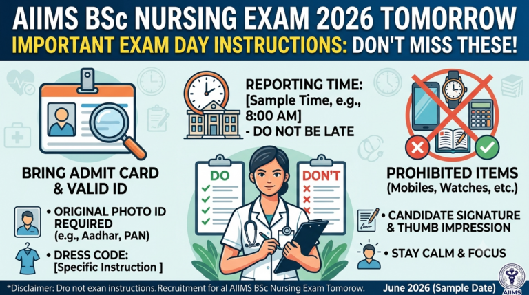 AIIMS BSc Nursing Exam 2026 Tomorrow: Check Exam Day Instructions Here