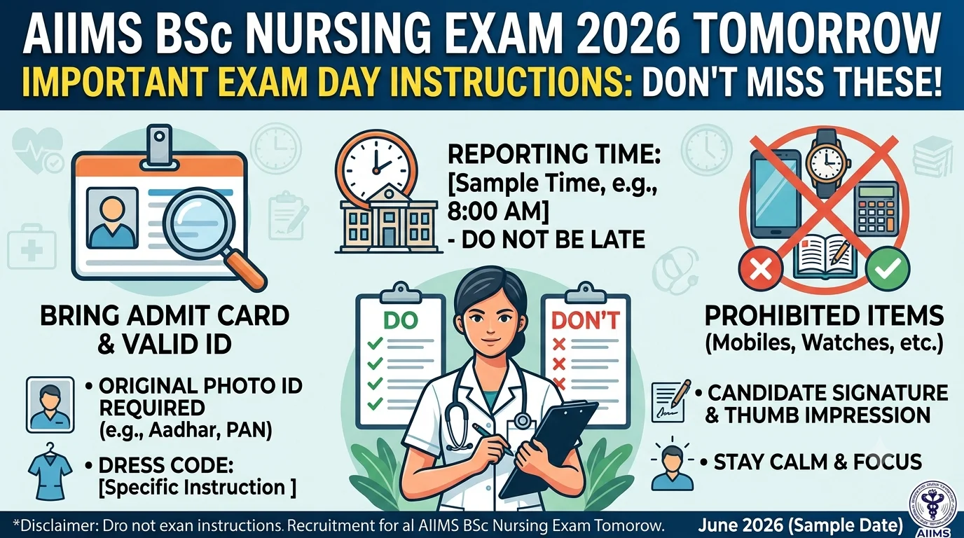 AIIMS BSc Nursing Exam 2026 Tomorrow: Check Exam Day Instructions Here
