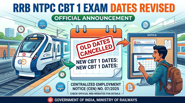 RRB NTPC CBT 1 CEN 07/2025 Exam Dates Revised