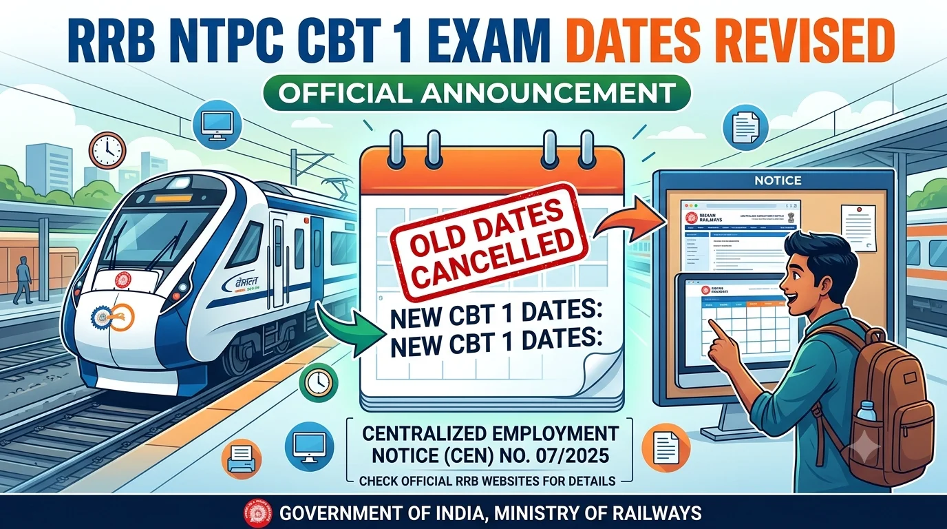 RRB NTPC CBT 1 CEN 07/2025 Exam Dates Revised