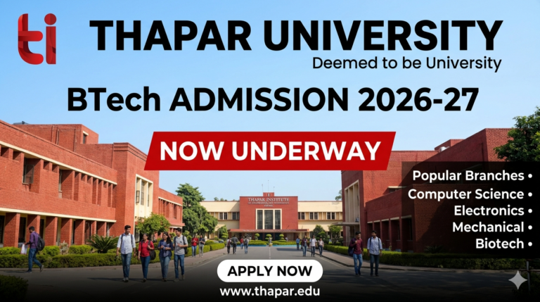 Thapar University BTech Admission 2026-27 Underway