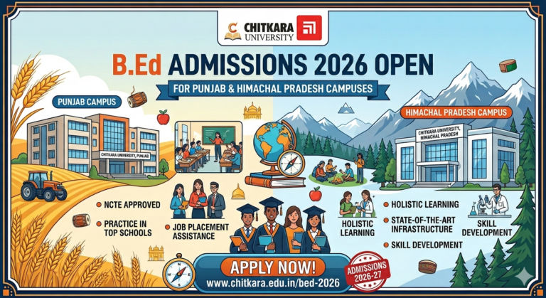 Chitkara University B.Ed Admissions 2026 Open for Punjab and Himachal Pradesh Campuses; Apply for Teacher Training Programme