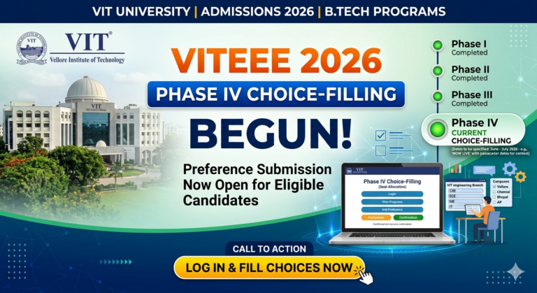 VITEEE 2026 Phase IV Choice-Filling Begins