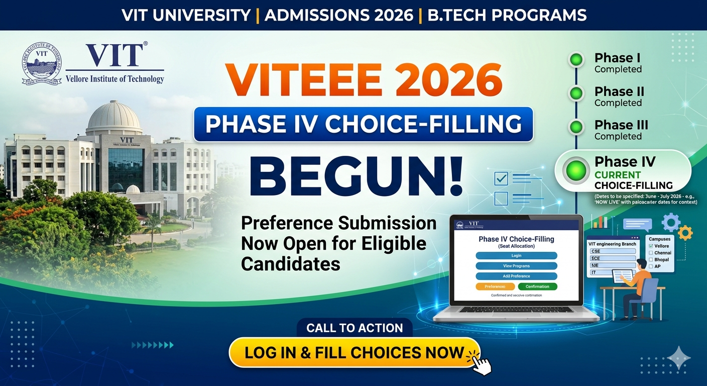 VITEEE 2026 Phase IV Choice-Filling Begins