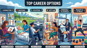 Top Career Options in Animation, Nursing, Aviation, Arts, Banking, Finance, Insurance, Beauty and Fitness: A Complete Guide for Students