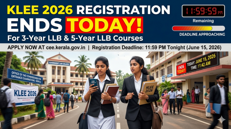 KLEE Registration 2026 Ends Today for 3-Year, 5-Year LLB Courses