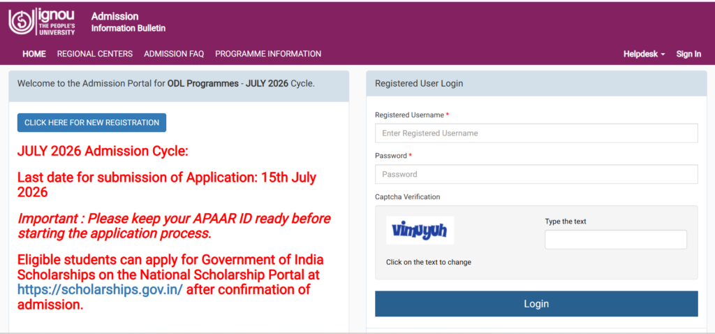 IGNOU MCom Admission 2026 