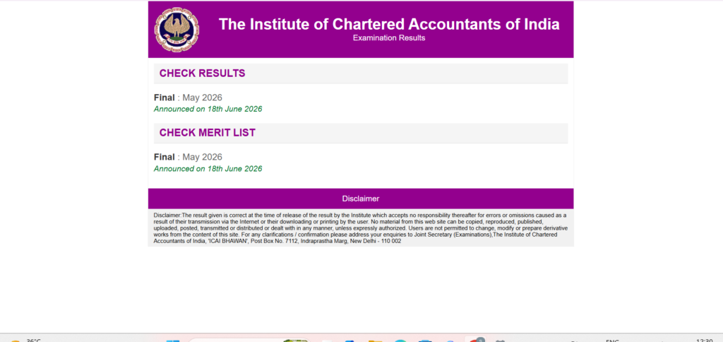 ICAI CA Final Result 2026