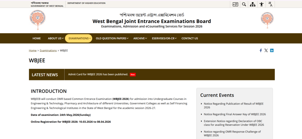 WBJEE 2026 Counselling