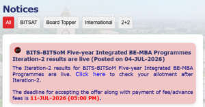 BITSAT Iteration 2 Official Notice
