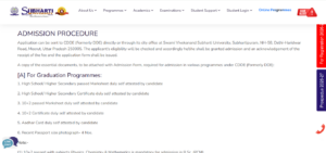 Offline Admission Procedure as prescribed on the official website