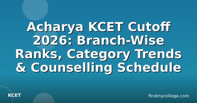 Acharya KCET Cutoff 2026: Branch-Wise Ranks, Category Trends & Counselling Schedule