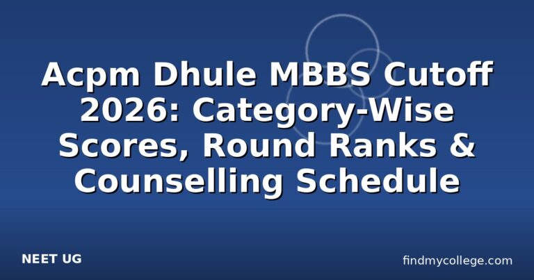 Acpm Dhule MBBS Cutoff 2026: Category-Wise Scores, Round Ranks & Counselling Schedule