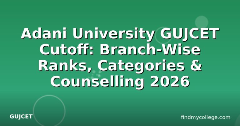 Adani University GUJCET Cutoff: Branch-Wise Ranks, Categories & Counselling 2026