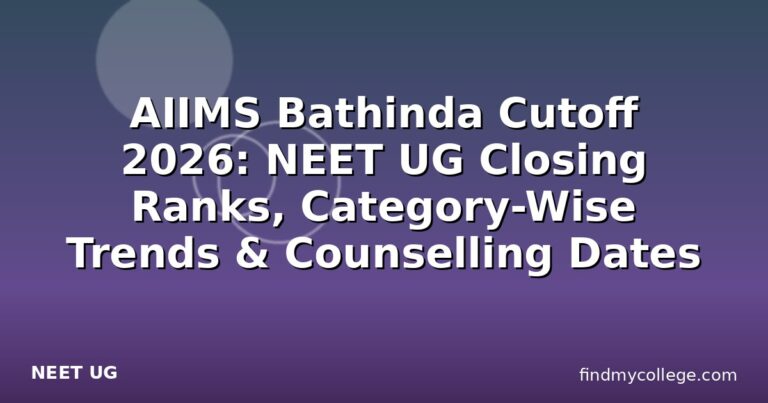 AIIMS Bathinda Cutoff 2026: NEET UG Closing Ranks, Category-Wise Trends & Counselling Dates